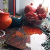 سینی استند رزینی یلدایی جا عودو شمع