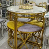 غذاخوری کم جا استیل برنزی بادوام نصف قیمت|میز و صندلی غذاخوری|خوی, |دیوار