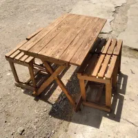 نیمکتی میز و صندلی ثابت کافی شاپ باغی T003|میز و صندلی غذاخوری|رشت, جانبازان|دیوار