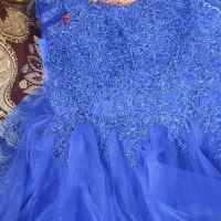 لباس مجلسی کار شده ابی دخترانه سایز ۳۶ -۳۸|لباس|ری, شهید غیوری (ابن باویه)|دیوار