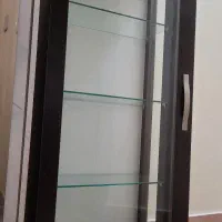 ویترین بوفه چوب  ام دی اف شیشه ای