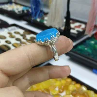 انگشتر نقره عقیق آبی