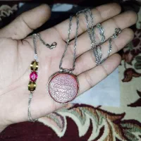 گردنبند نقره با دستبند نقره جواهر و پلاک خطی قدیمی