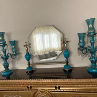 اینه و شمعدان قدیمی بارفتن و برنز جنس اینه سنگی