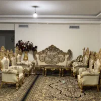 مبل ۹نفره و ناهارخوری ۱۰ نفره ورق طلا