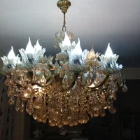 لوسترشیک برنجی ۱۰ شاخه ۲۰ شعله بادو دیوارکوب برنجی|لوستر و چراغ آویز|نظرآباد, شهرک بزرگمهر|دیوار