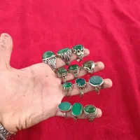 انگشتر نقره عقیق سبز یشم جید