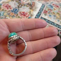 انگشتر نقره با سنگ فیروزه اصل|جواهرات|لنجان, |دیوار