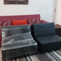 مبل و کاناپه تخت خواب شو تمام چرم آکبند