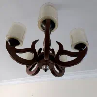 یک جفت لوستر چوبی نو پنج شعله|لوستر و چراغ آویز|تهران, استخر|دیوار