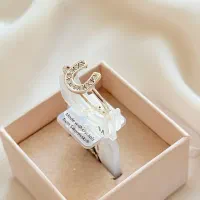 انگشتر نقره ای نگین دار سواروسکی طرح نعل سفید|بدلیجات|رشت, بازار|دیوار