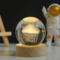 چراغ خواب گوی کریستالی با پایه چوبی عروس دریایی|چراغ خواب و آباژور|الیگودرز, |دیوار