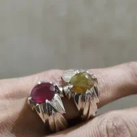 دوعدد انگشتر یاقوت معدنی