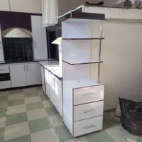 کابینت آشپزخانه با گاز و هود و سینگ ام دی اف|آب‌چکان و نظم‌دهنده ظروف|شاهین دژ, |دیوار
