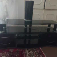 میز تلویزیون شیشه ای دوطبقه