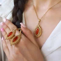 نیم ست عقیق اصلی|زیورآلات و اکسسوری|مبارکه, |دیوار