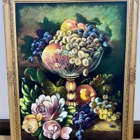 نقاشی رنگ روغن سبد میوه