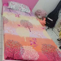 تخت خواب نوجوان صورتی وسفید|تخت و سرویس خواب|بهارستان, |دیوار