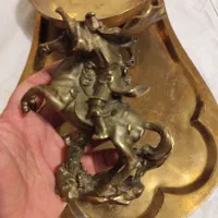 مجسمه برنجی کاسه و سینی برنجی هونگ سنگ قدیمی