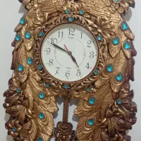 ساعت دیواری سلطنتی طرح طاووس (طلایی نگین دار)|ساعت دیواری و تزئینی|قم, نیروگاه|دیوار