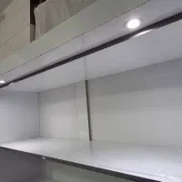 قفسه و میز ام دی اف با نور پردازی زیبا|کتابخانه، شلف، قفسههای دیواری|بروجن, |دیوار