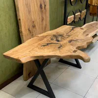 میز ناهارخوری شش نفره چوبی روستیک چوب بلوط و رزین