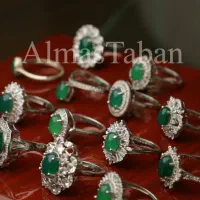 انگشتر زنونه عقیق سبز سیدی با رکاب نقره