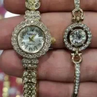 ساعت دستبند ست زنانه فول نگین