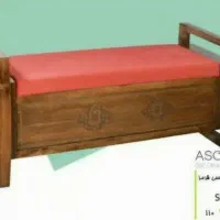 نیمکت چوبی با روکش پارچه ای