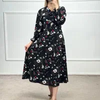ساحلی گل گلی پیراهن جذاب عبا مانتو