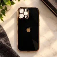 قاب گارد آیفون ۱۳ پرو مشکی براق رزگلد