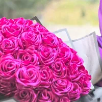 دسته گل ربانی بنفش|گل مصنوعی|قزوین, |دیوار