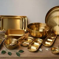 ست ظروف پذیرایی طلایی استیل