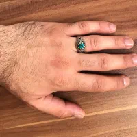 انگشتر نقره دستسازسفارشی زنجان نگین فیروزه نیشابور