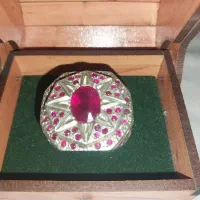 انگشترنقره۹۲۵ کاردست .نگین یاقوت سرخ اناری برمه