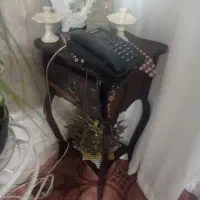 میز تلفن قهوه ای دوکشویی