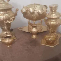 سماور برقی مسی به همراه سماور کوچک و شربت خوری