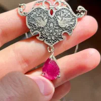 گردن‌بند نقره دستساز با زنجیر نقره ایتالیا