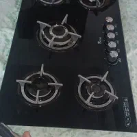 گازرومیزی صفحه شیشه ای ۵شعله باترموکوبل وفندک