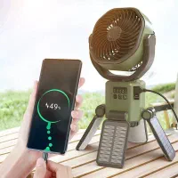 پنکه کمپینگ شارژی خورشیدی ، پاور بانک ، چراغ LED