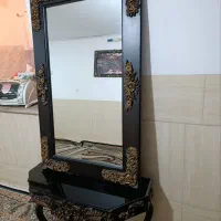 آینه شمعدان و پایه چوبی