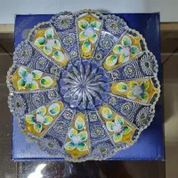بشقاب آجیل خوری کریستال طلاکوب ساخت کشور چک