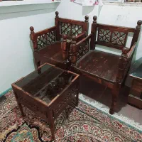 دو عدد صندلی سنتی چوب روس با میز|صندلی و نیمکت|قم, نیروگاه|دیوار