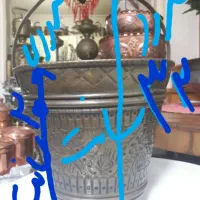 سطل بزرگ برنجی قدیمی تمام قلمزنی شده دست ساز|صنایع دستی و سایر لوازم تزئینی|ساری, |دیوار