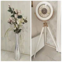 گل مصنوعی و گلدان / ساعت ایستاده