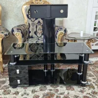میز تلویزیون شیشه مشکی نشکن و سالم