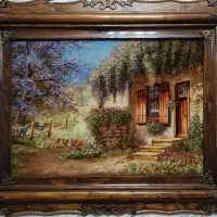 تابلو فرش کلبه بهاری