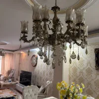 لوستر برنجی کریستال اصل نو ۶شاخه ۱۲شعله با ضمانت