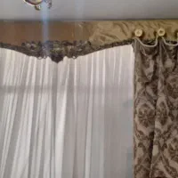 پرده پذیرایی و خواب و دکور جنس ترک و چوب پرده