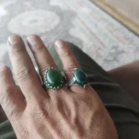 انگشتر نقره ۹۲۵ جفت سنگ یشم